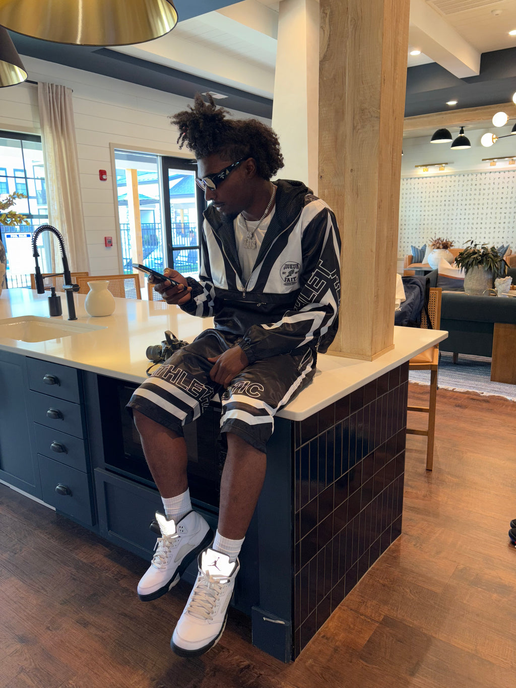 Black and white track suit set