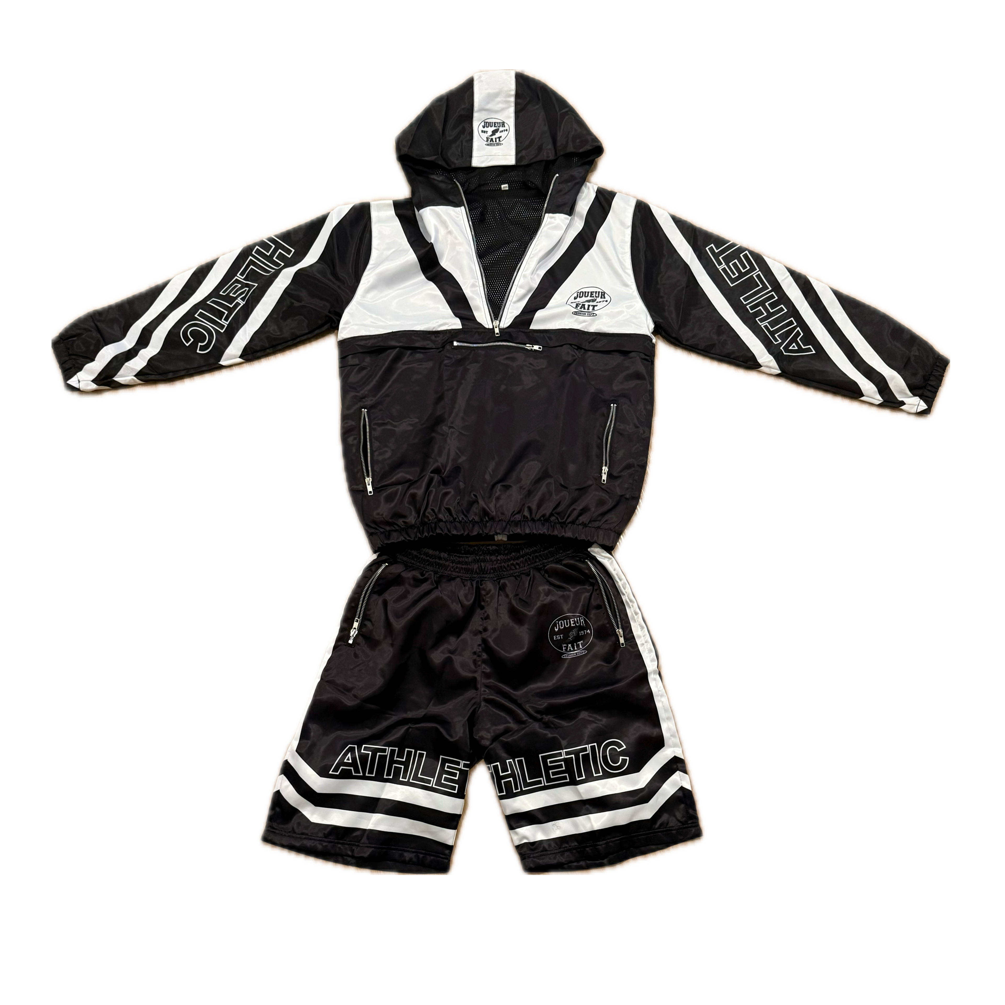 Black and white track suit set